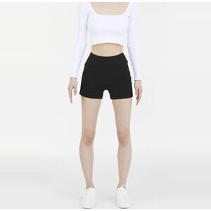 Brandy Melville Black Shorts High Rise Size 25 Made In Italy, pull on, cotton